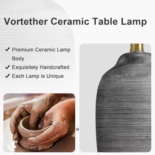 24.5" Ceramic Rustic Lamp for Living Room with Pre