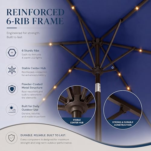 6.5 x 10ft Rectangular Patio Umbrella with Solar Lights