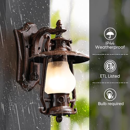 Small Rustic Lantern Wall Sconce Outdoor & Indoor