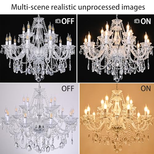 Clear K9 Crystal Chandelier 15 Light Pendant Lighting Fixture for Dining Room Living Room Bedroom Hallway Entryway Elegant Ceiling Lamp E12 Clear