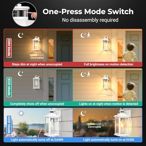 Large Adjustable Sensitivity Motion Sensor Exterior Porch Lights