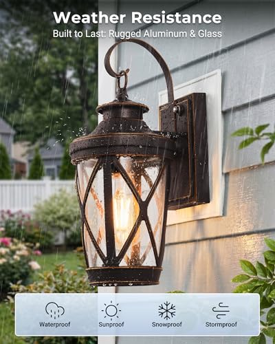 Dusk to Dawn Outdoor Light Fixture (Oil Rubbed Bronze (Gold Trim) / D2D 1-Pack)