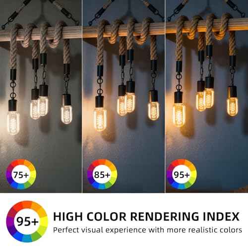 T45 Edison Bulbs 25 Watt Vintage Edison Light Bulbs Dimmable E26 Base Antique Filament Light Bulbs Amber Glass 2200K Warm White 110 (4 Count)