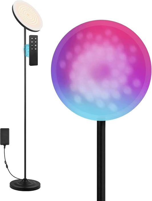 30W/2600LM Bright Floor Lamp with Remote Control, RGB Color Changing Torchiere Floor Lamp, Stepless Adjust Color Temperatures and Brightness for Bedroom and Play Room