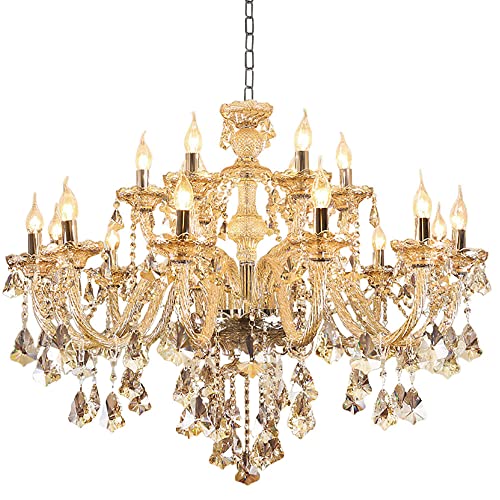 Luxury Cognac Crystal Chandelier 18 Lights