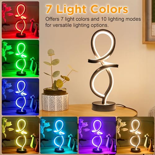 RGB Modern Small Table Lamp with LED Spiral Design