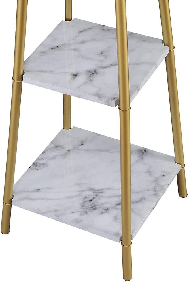 ROSEN GARDEN Floor Lamp, Standing Reading Light with Shelves and Gold Shade, Modern Tall Pole Lamp, Accent Furniture Décor Lighting for Living Room, Bedrooms