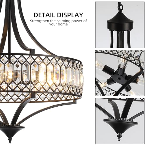 20" Black Crystal Chandeliers for Dining Room