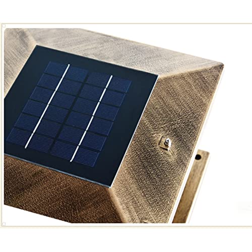 Outdoor Pillar Lamp Square LED Solar Post Lights Outdoor Column Headlight Waterproof Cap Pillar Lamp with Remote Control for Fence Yard Garden Exterior Lantern