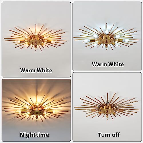 Semi Flush Mount 8 Light Ceiling Light Modern Metal Ceiling Lighting Gold Light Fixture Chandelier for Farmhouse Kitchen Dining Room Bedroom Hallway Living Room