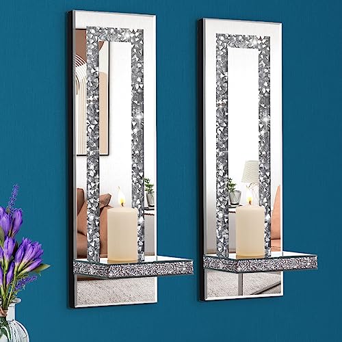 Mirrored Wall Candle Sconces Holder Set of 2 (2 Count)