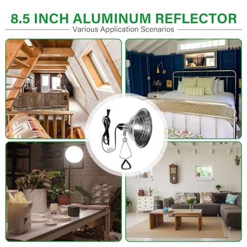 Clamp Lamp Light Socket with 8.5 Inch Aluminum Reflector (6 Count)