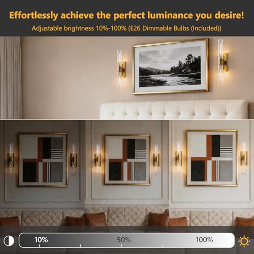 Bathroom Sconces Brass Sconces 22.8in Glass Sconces Dimmable