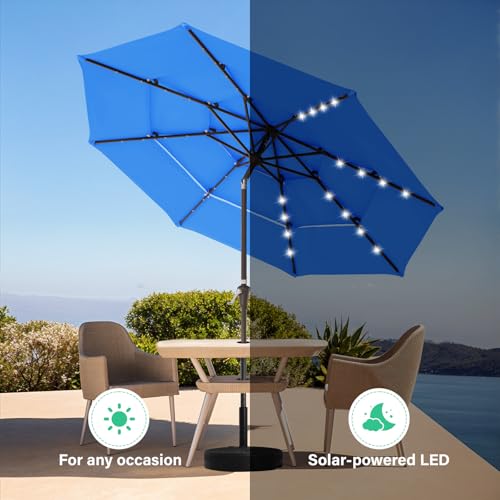 9 ft 3 Tier Outdoor LED Lighted Patio Umbrella w