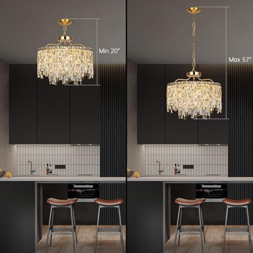 Modern 18" 6 Lights Modern Gold Crystal Chandeliers for Dining Room