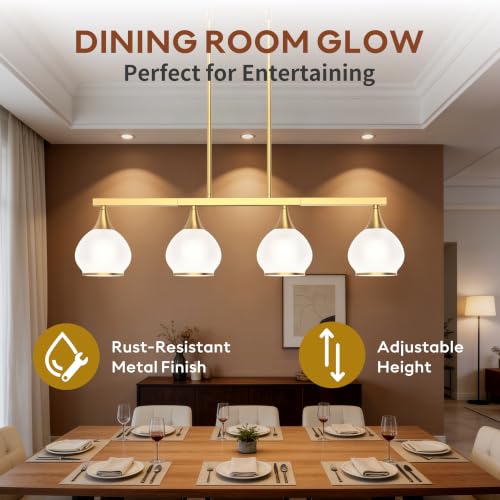 Brushed Gold Kitchen Island Linear Pendant Light