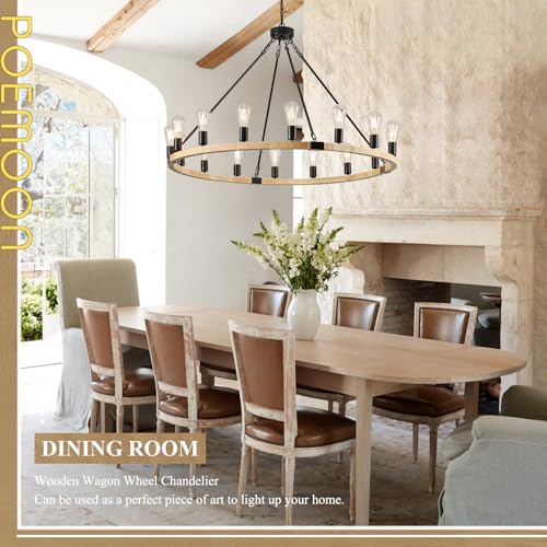 Natural Wooden Wagon Wheel Chandelier 16