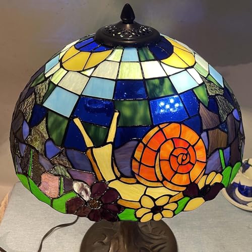 L13007 Land Snail Tiffany Style Stained Glass Table Lamp