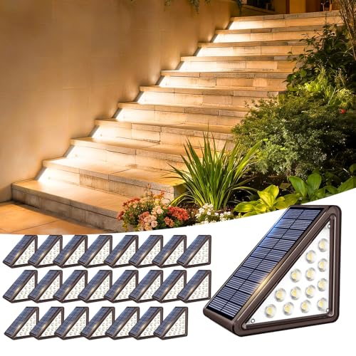 24 Pack Solar Step Lights Outdoor Waterproof