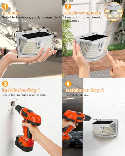 Solar Motion Sensor Lights Outdoor 120 LEDs (2 Count)