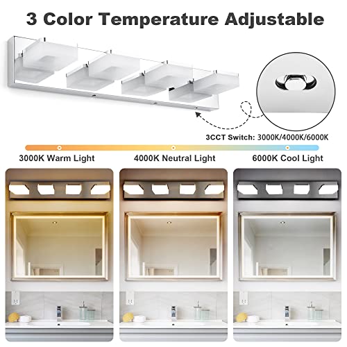 3 Colors Dimmable Bathroom Light Fixtures Over Mirror