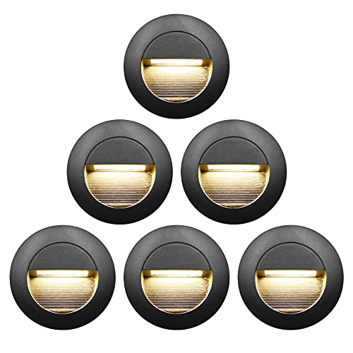 3W LED Recessed Step Light Warm White 120V IP65 Waterproof Black (4 Count)
