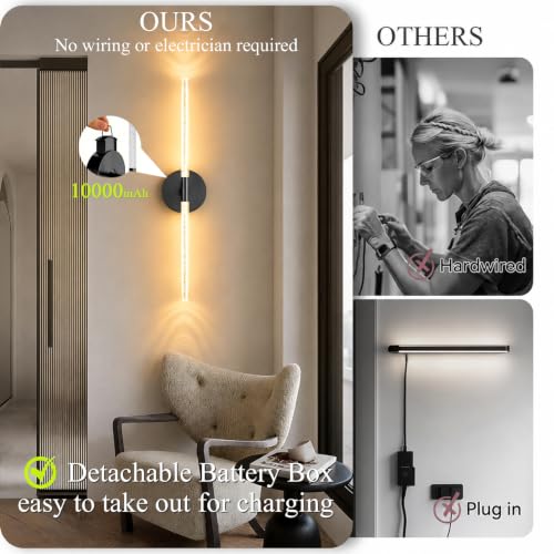 10000mAh Battery Operated Wall Sconce Lights Set of 2 (2 Count)