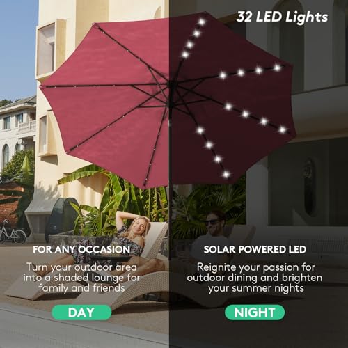 9' Patio Umbrella with Solar Lights