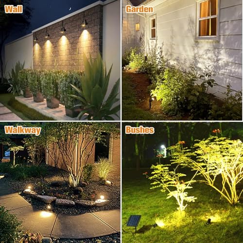 Metal Solar Spot Lights Outdoor with 9.8ft Cable Solar Powered Landscape Lighting Low Voltage IP65 Waterproof Auto On (2 Count)