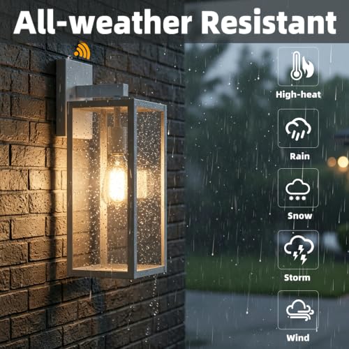 18 Inch White Large Outdoor Wall Lights Dusk to Dawn 2 Pack Outdoor Wall Sconces with Dusk to Dawn Sensor Porch & Patio Lights Large Size Outdoor Porch Light with Photocell Sensor Outdoor Lighting