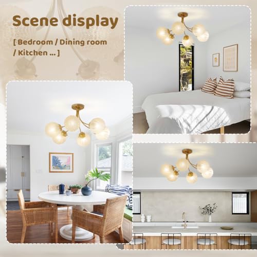 6 Light Snowflake Glass Sputnik Chandelier Vintage Ceiling Light