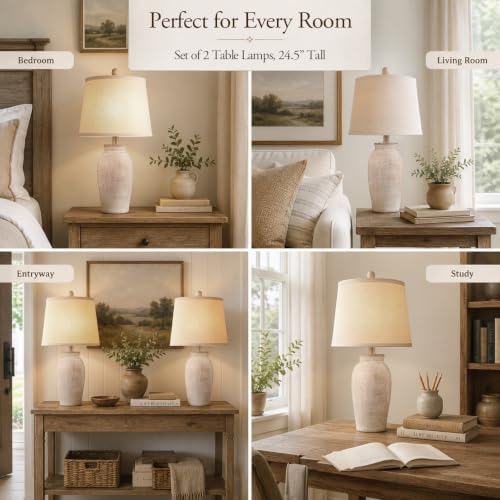 Ceramic Table Lamps Set of 2 for Living Room (2 Count)