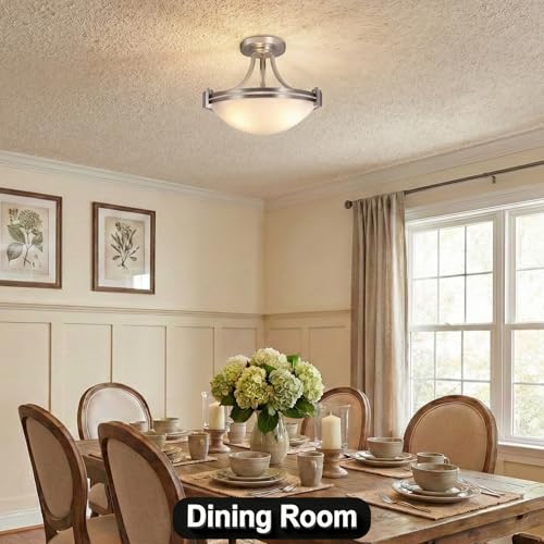 16 inch Brushed Nickel Semi Flush Mount Ceiling Light Fixture