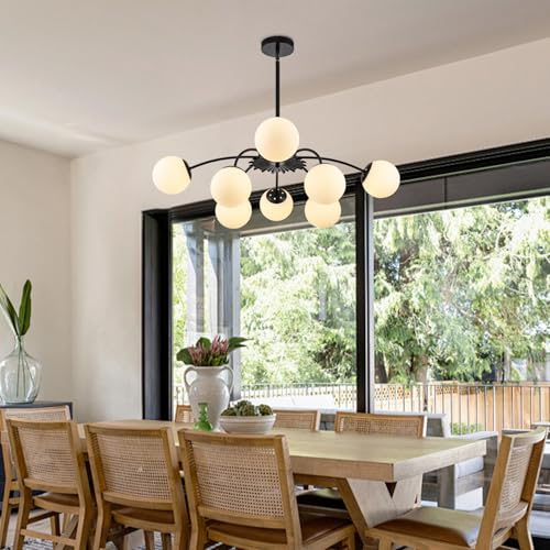 8 Light Milk Glass Pendant Light