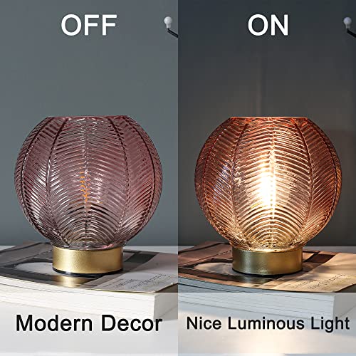 Battery Operated Decorative Glass Table Lamp with Timer Red