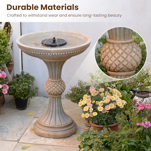 24H Outdoor Water Fountain with Solar Pump Italian Resin Garden Fountain for Patio Yard Weather