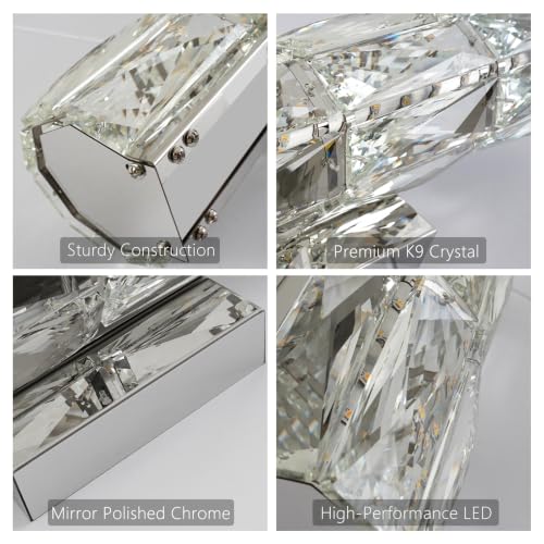Crystal Wall Sconce Dimmable LED with Remote for Bedroom Bathroom