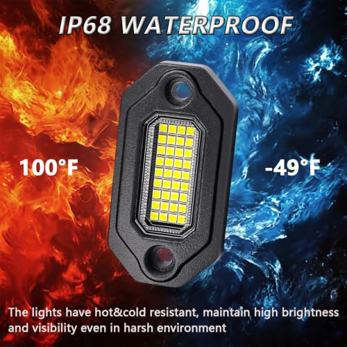 8 Pods Aluminium Pure White LED Rock Lights Full Kit (8 Pods)