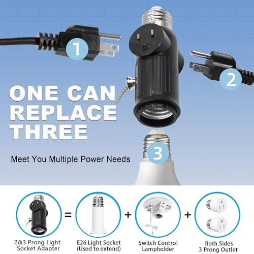 3PCS Light Socket Outlet Adapter (3 Count)