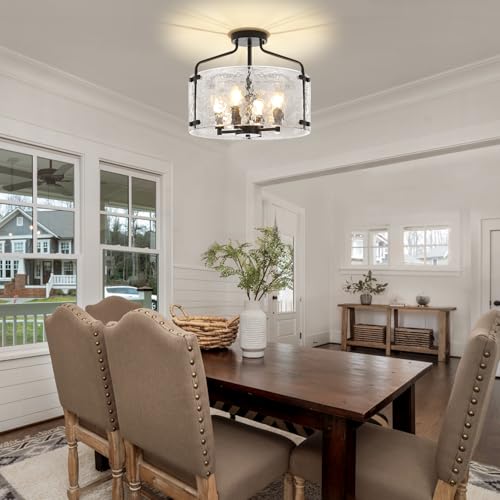 Black Semi Flush Mount Ceiling Lights Modern Entryway Hallway Light Fixture