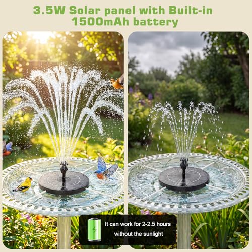 3.5W Solar Fountain with 1500 mAh Battery