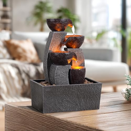 Tabletop Water Fountain with LED Lights