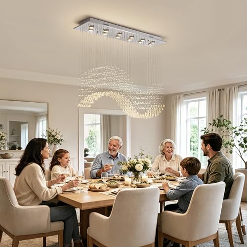 Rectangular Flush Mount Wave Chandelier for Dining Room