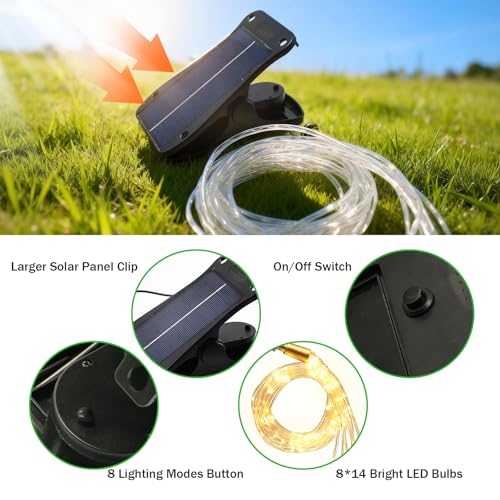 Patio Umbrella Solar Lights Outdoor 8 Strands with 8 Lighting Mode 152 LEDs