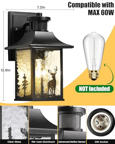 Motion Sensor Outdoor Wall Light Dusk to Dawn Porch Light Wall Mount