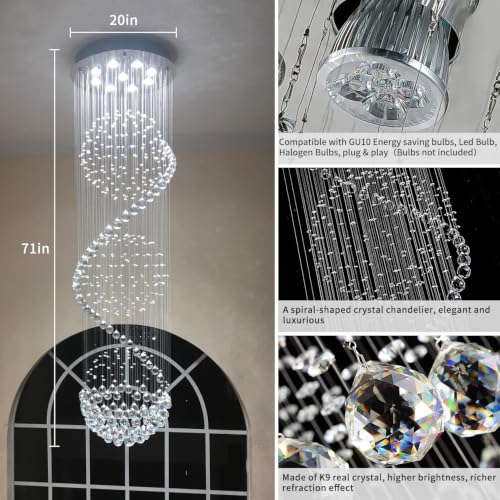 Modern Spectacular Spiral Sphere Rain Drop Chandeliers