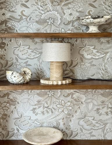 Stone Lamp Natural Travertine Table Lamp 10 Inch Marble Wabi Sabi Light Fixture Organic Modern Home Decor Warm to Cool White Light for Bedside