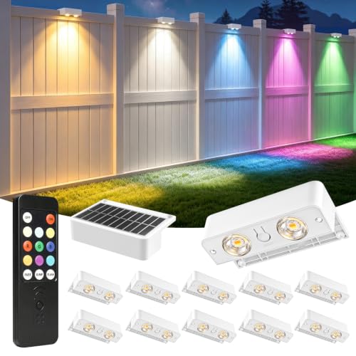 Solar Fence Lights Outdoor (12 Count)