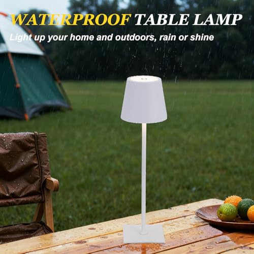 White Gold Cordless Rechargeable Table Lamp 5000mAh Battery Operated Lamps