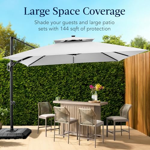12x12ft LED Cantilever Patio Umbrella w